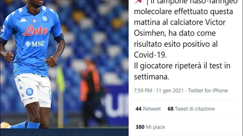 Napoli, pessima notizia: Osimhen ancora positivo al Covid-19