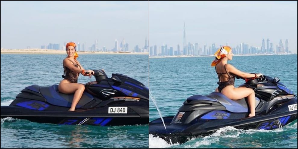 Georgina, le foto in sella alla moto d'acqua sbancano Instagram