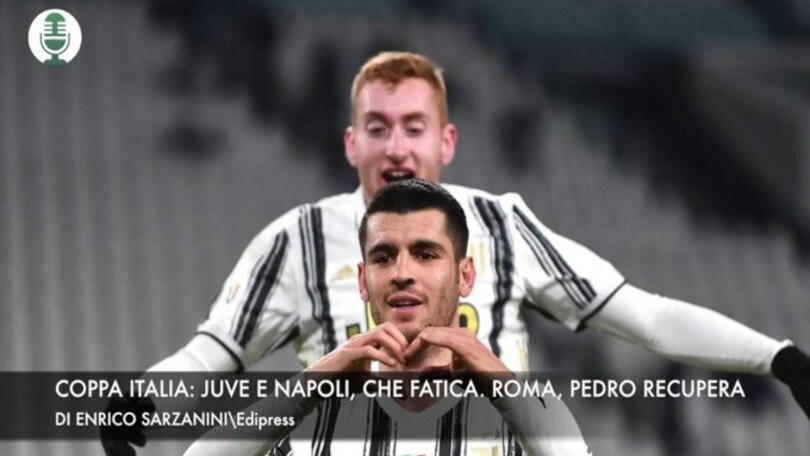 Coppa Italia: Juve e Napoli, che sofferenza. Roma, Pedro recupera