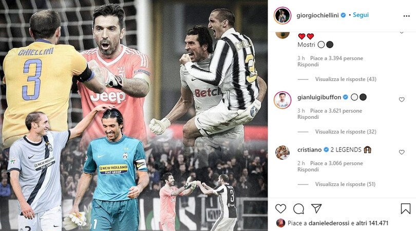 Chiellini e Buffon di nuovo in campo, Cristiano Ronaldo commenta così
