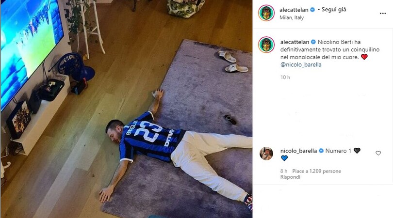 Cattelan pazzo di Barella: il post e il siparietto social