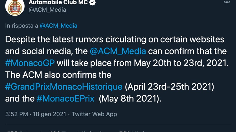 F1, confermate le date del Gp di Monaco