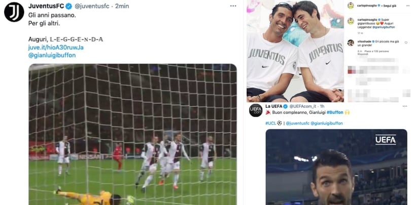 Buffon, dal web tanti i messaggi d'auguri per i 43 anni
