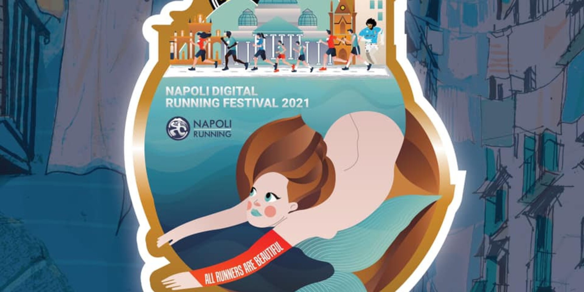 La medaglia della Napoli Digital Running Festival è dedicata alla città