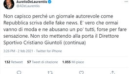 Napoli, De Laurentiis smentisce l'addio di Giuntoli