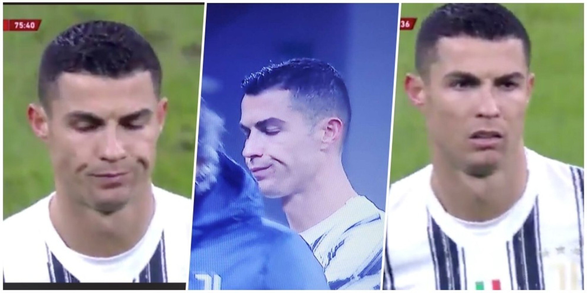 Cristiano Ronaldo non gradisce la sostituzione: smorfie a Pirlo