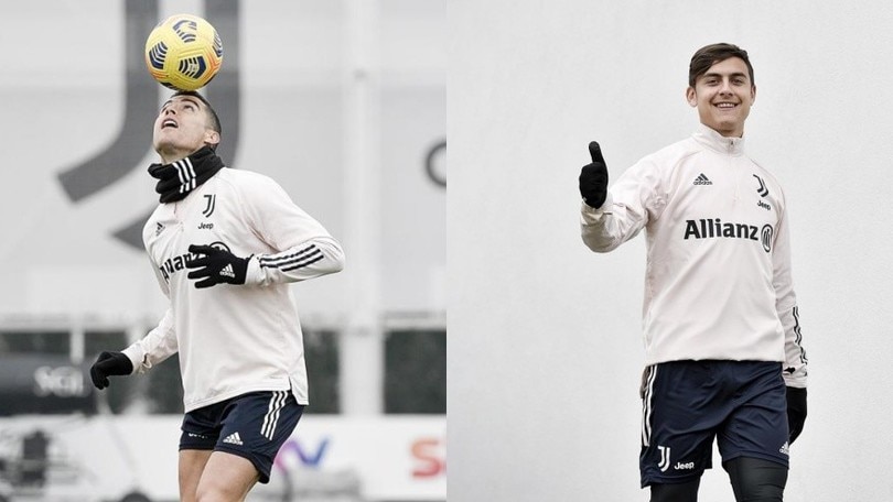 Juve, allenamento vista Roma: Ronaldo fa il giocoliere, Dybala in campo
