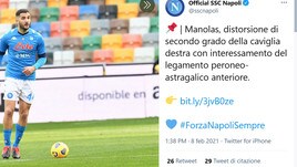 Tegola Napoli: Manolas out per 3 settimane