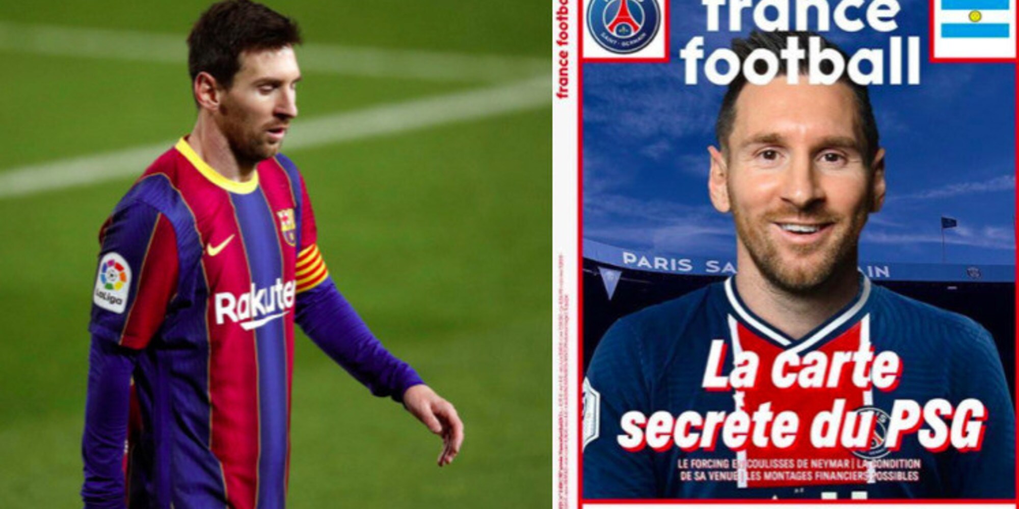 Messi con la maglia del Psg su France Football