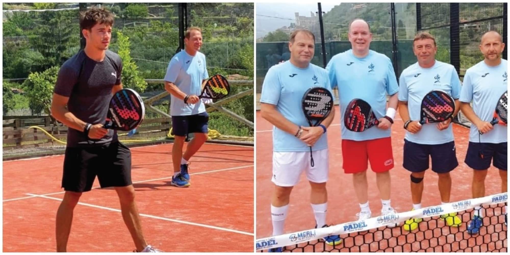 Leclerc e il principe Alberto giocano a padel a Dolceacqua