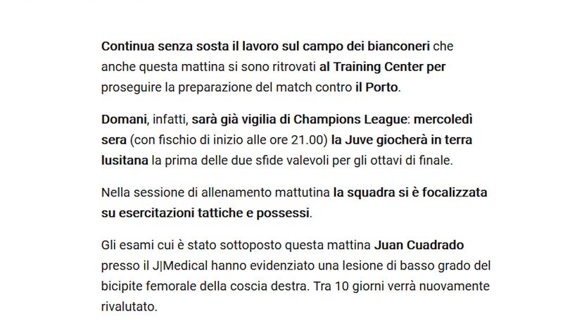 Ahi Juve, Cuadrado salta Porto e Crotone
