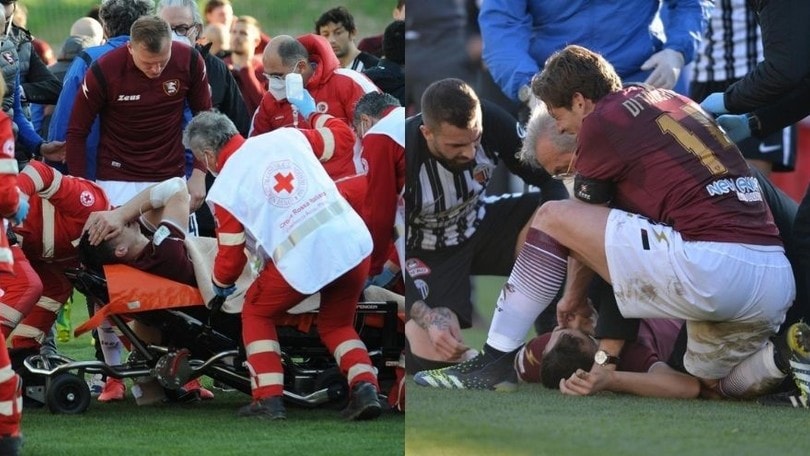 Dziczek che paura! Ambulanza in campo in Ascoli-Salernitana
