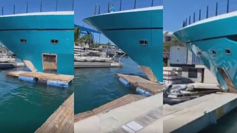 Caraibi, che disastro: il super yatch distrugge il molo!