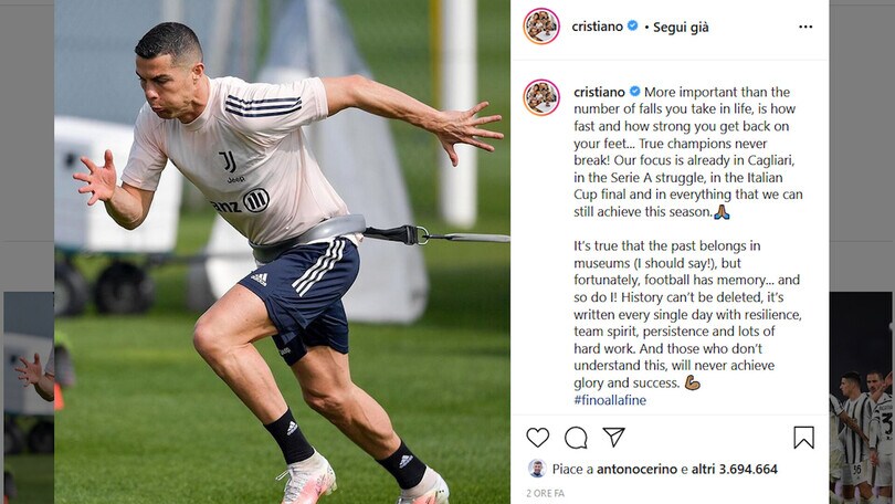 Juve, CR7 suona la carica: "Più delle cadute conta come ci si rialza"