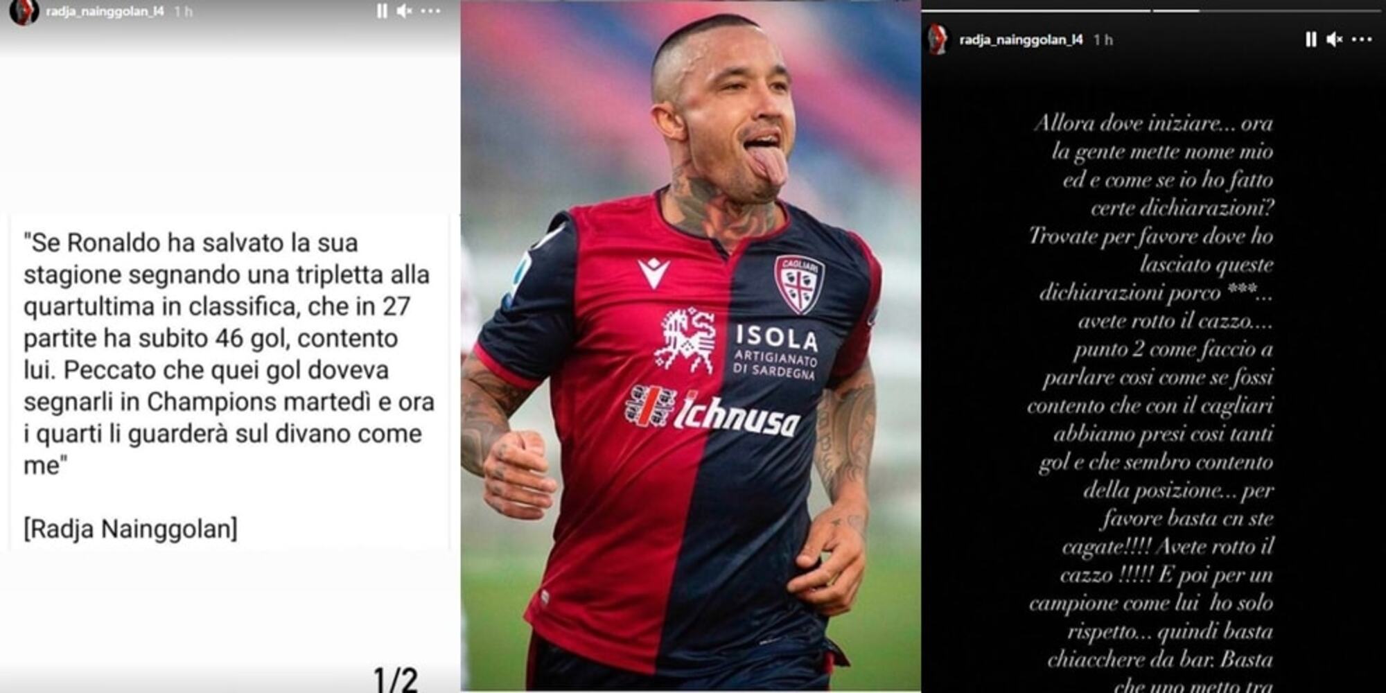 Nainggolan furioso sui social: "Basta cag..., rispetto Ronaldo!"