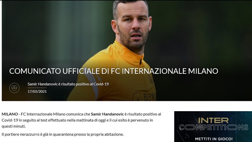 Inter, Handanovic positivo al Coronavirus