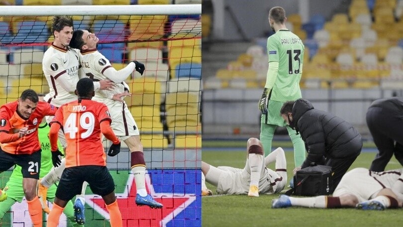Shakhtar-Roma, Ibanez e Kumbulla testa contro testa: che paura!