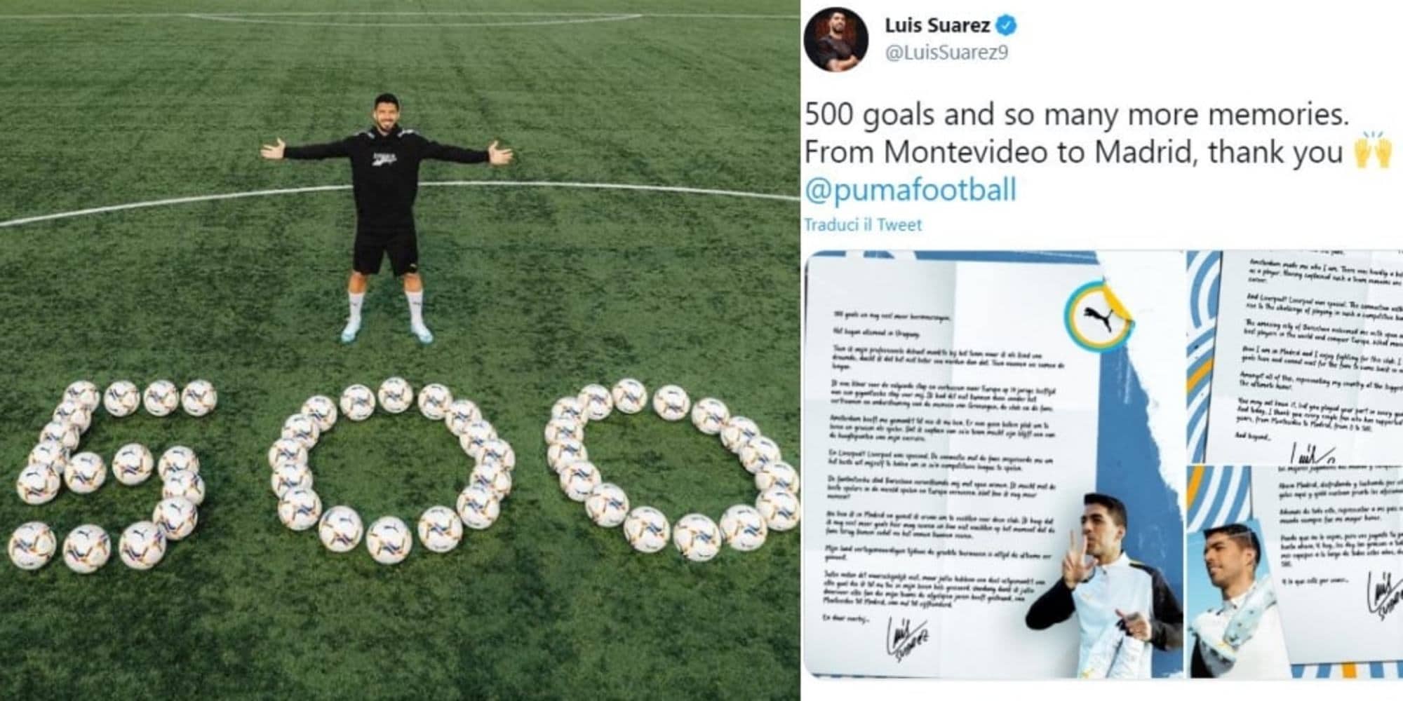 Suarez, lettera commovente per i 500 gol: "Tutto cominciò in Uruguay..."