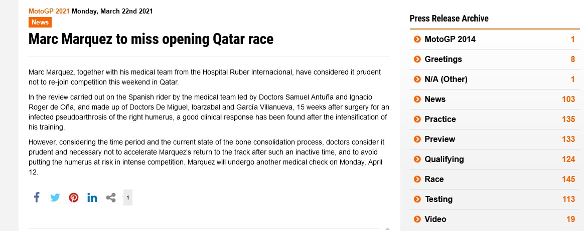 MotoGp, Marc Marquez salta i primi appuntamenti in Qatar