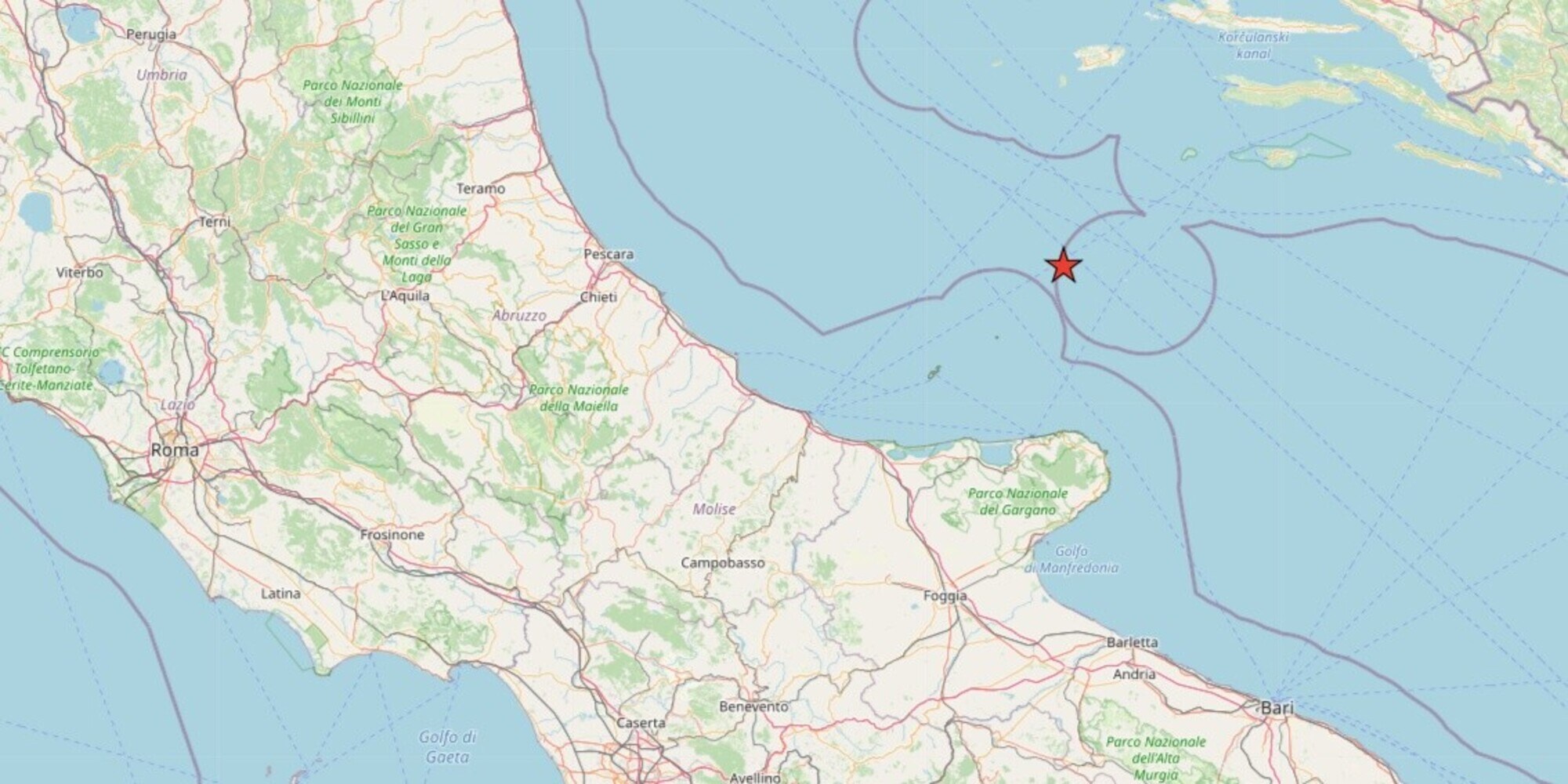 Terremoto Mar Adriatico: scossa avvertita in Abruzzo, Campania, Puglia e Lazio