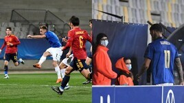 Spagna-Italia U21 0-0: traversa di Frattesi, espulsi Scamacca e Rovella