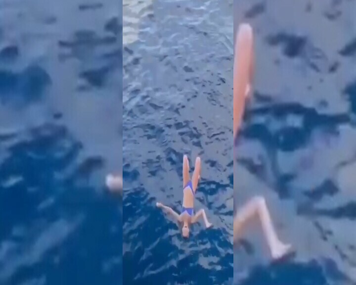 Tuffo da sirena? Qualcosa va storto e la ragazza in bikini fa una figuraccia