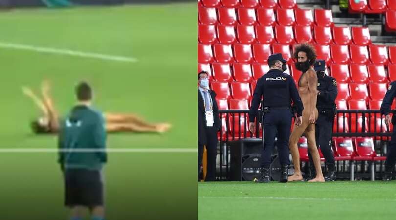 L'invasione di campo durante Granada-Manchester United. L'uomo è nudo!