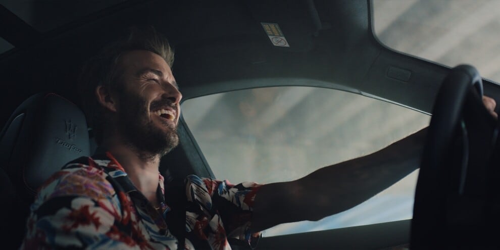 David Beckham alla guida della Maserati Levante Trofeo