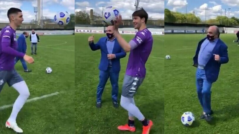 Rocco Commisso, palleggi e sfida con Vlahovic e Milenkovic!