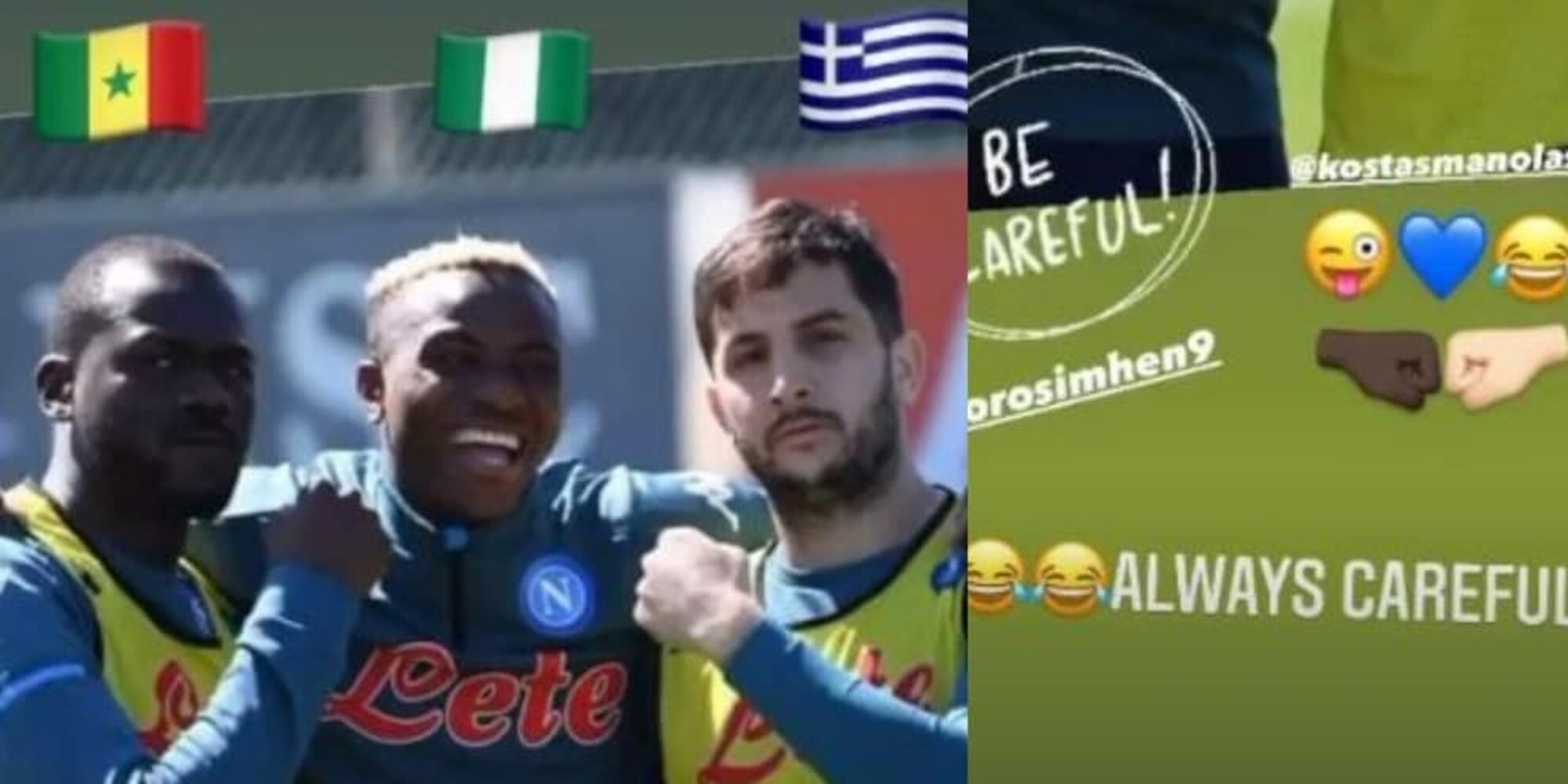 Koulibaly, Osimhen e Manolas: risate e sfottò sui social