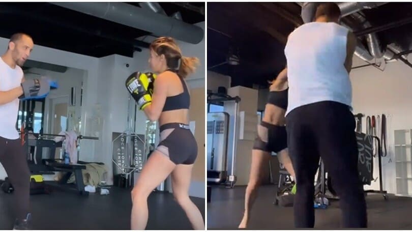 Elisabetta Canalis è una furia sul ring. Come picchia!