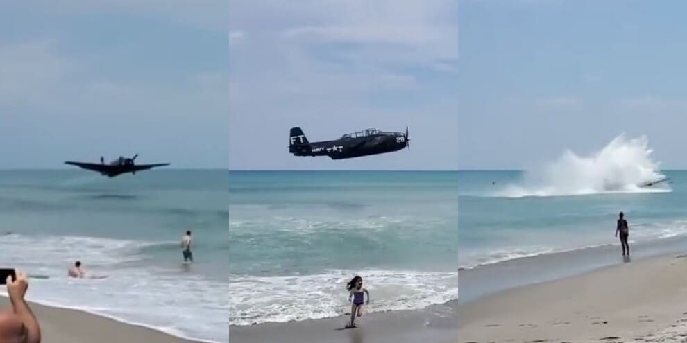 Florida, l'aereo storico finisce in spiaggia tra i bagnanti