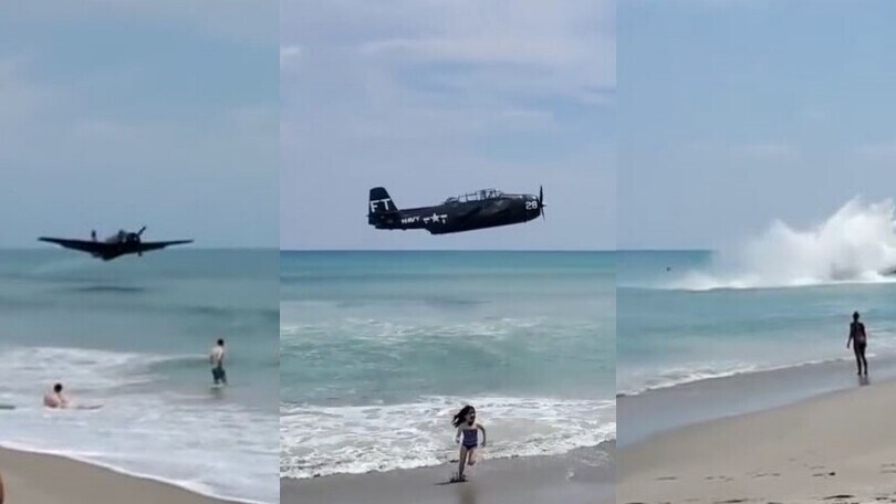 Florida, l'aereo storico finisce in spiaggia tra i bagnanti