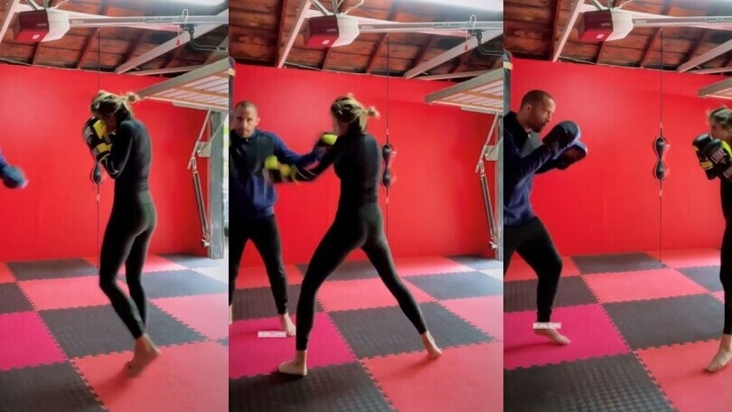 Elisabetta Canalis picchia duro: è una furia con il kickboxing!