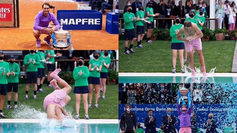 Nadal trionfa a Barcellona e festeggia con un tuffo in piscina!