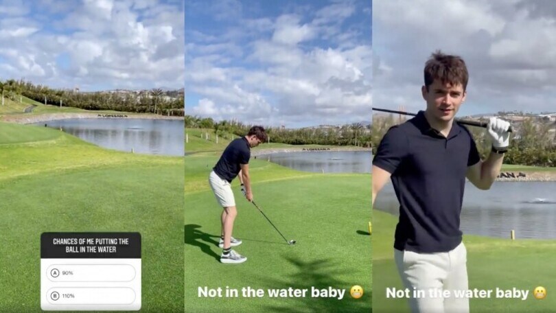 Ferrari, Leclerc accetta la sfida di Sainz a golf: il tiro è pazzesco!