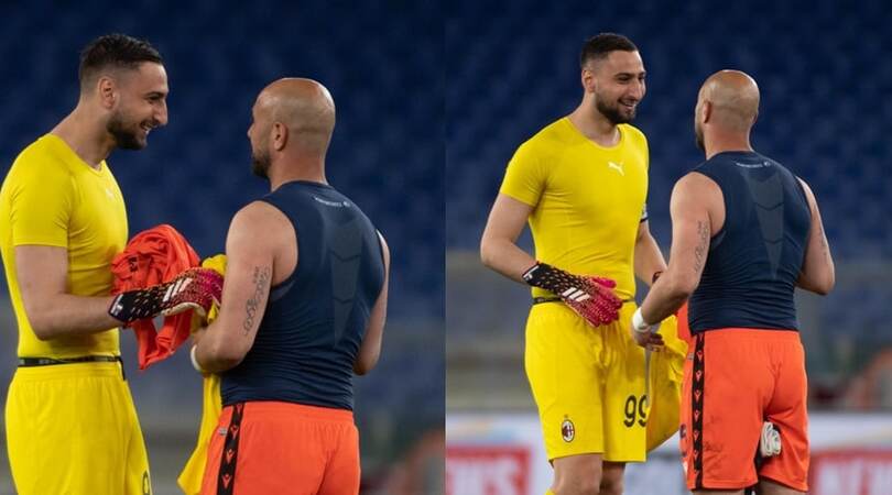 Gigio Donnarumma e Pepe Reina scherzano dopo la partita!