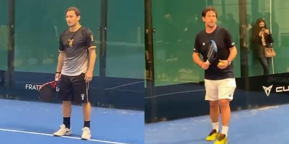 Totti e Albertini giocano a padel. Ventola filma tutto