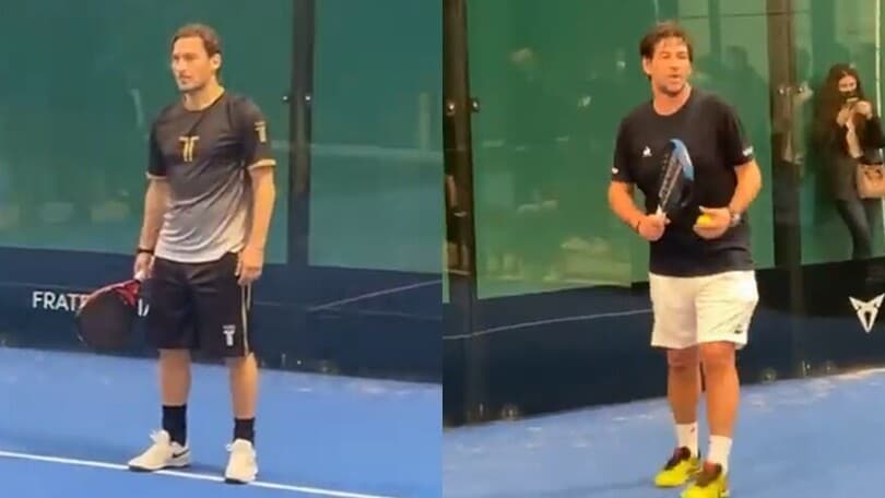 Totti e Albertini giocano a padel. Ventola filma tutto