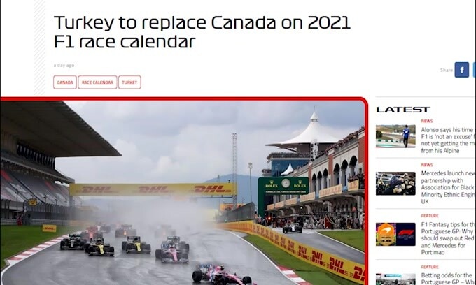 F1, salta il Gp del Canada: entra la Turchia