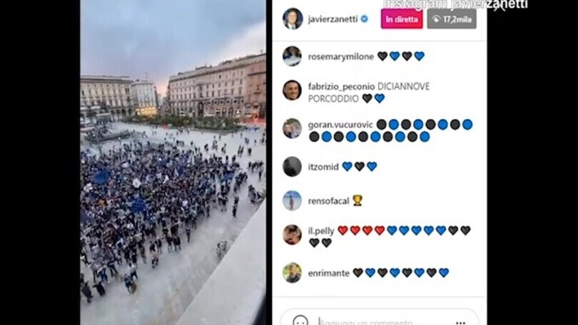 Inter, anche Zanetti si unisce alla festa in Piazza Duomo
