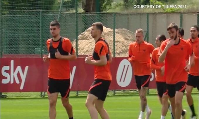 Roma, l'allenamento verso il Manchester United