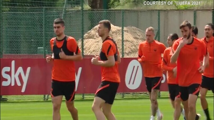 Roma, l'allenamento verso il Manchester United