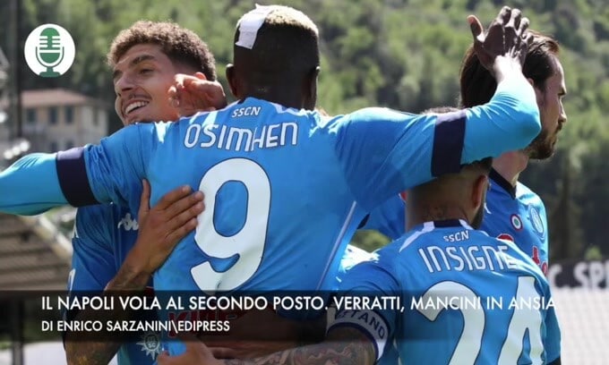 Il Napoli vola al secondo posto. Verratti, Mancini in ansia