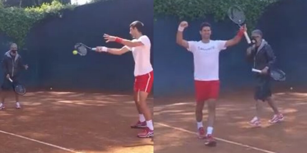 Djokovic e Fiorello insieme in campo, che gara in doppio a Roma!