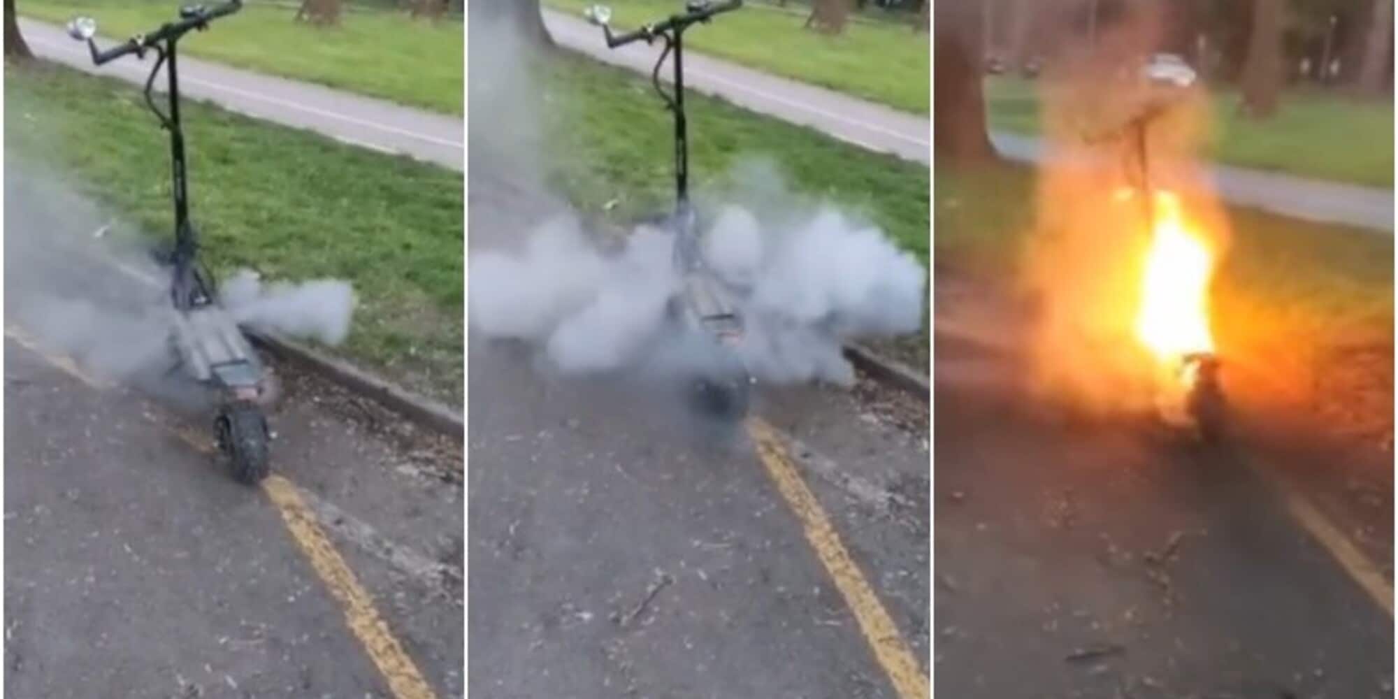 Monopattino prende fuoco in strada: l'incendio è enorme!
