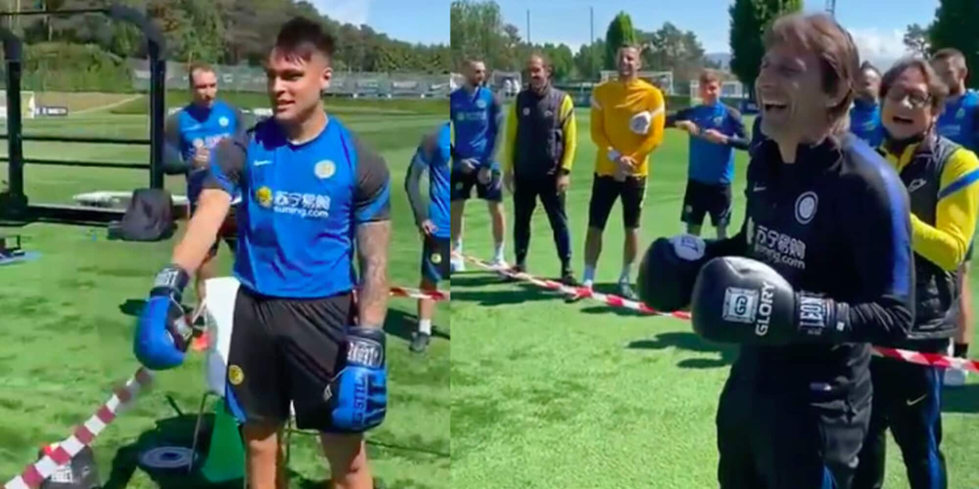 Conte-Lautaro, finto incontro di boxe ad Appiano Gentile
