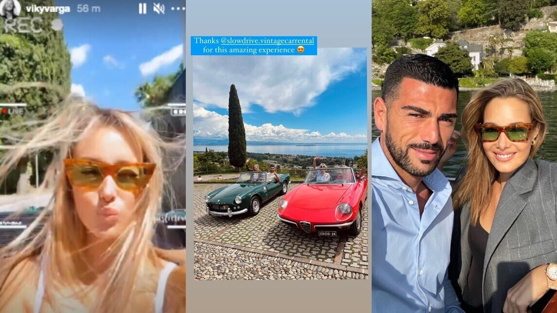 Pellè e Viky Varga sul Lago di Como: che relax tra auto d'epoca e gita in barca