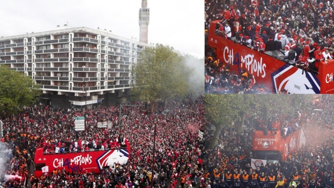 Lille, ecco l'abbraccio dei tifosi: che festa sul pullman scoperto!