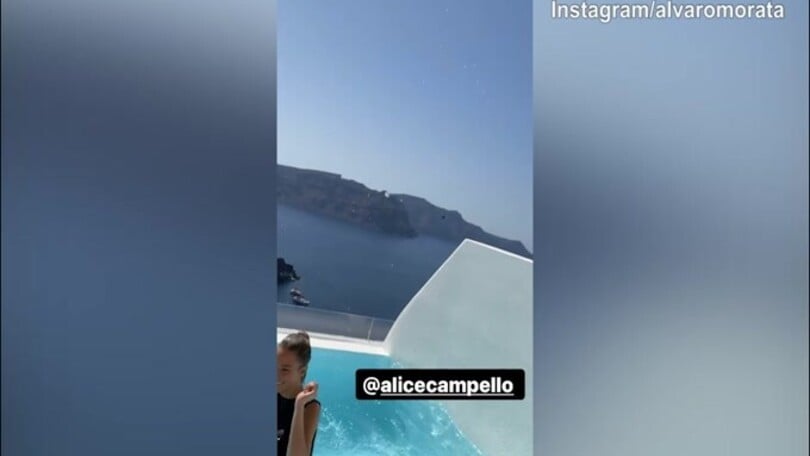 Morata, che scherzo! Alice finisce in acqua